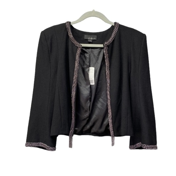 NEW Forever 21 Black Wool Blend Chain Open Blazer Sz L - Picture 1 of 9
